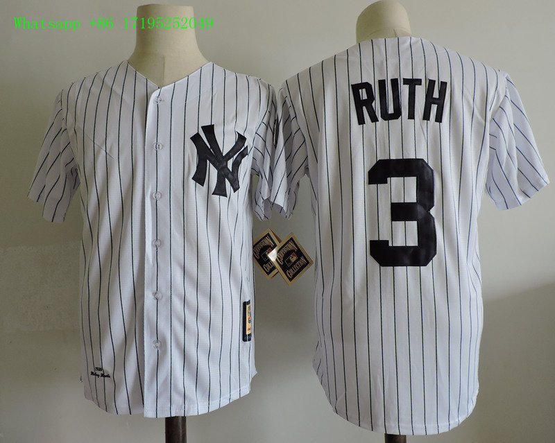 &Acirc;&nbsp;3 Babe Ruth Stitched Baseball Jersey Color while 3