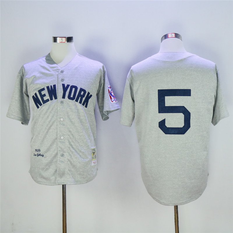 5 Joe DiMaggio Stitched Baseball Jersey Color grey 1