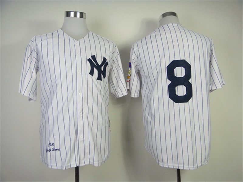 8 Yogi Berra Stitched Baseball Jersey Color while 1