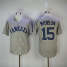 15 Thurman Munson Stitched Baseball Jersey Color grey 2