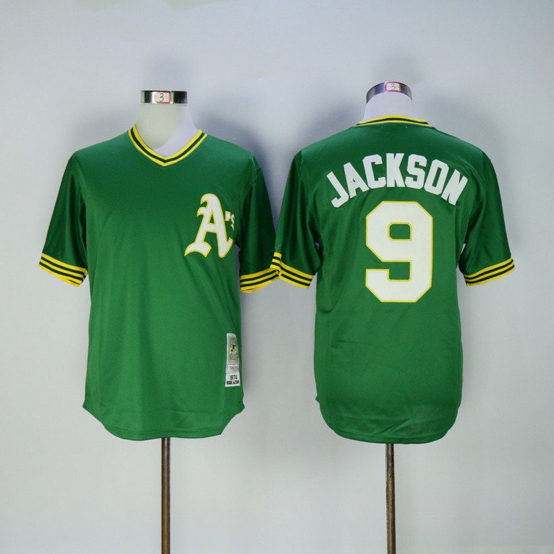 9 Reggie Jackson Stitched Baseball Jersey Color green 1