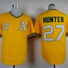 27 Catfish Hunter Stitched Baseball Jersey Color yellow 1