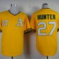 27 Catfish Hunter Stitched Baseball Jersey Color yellow 1
