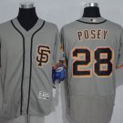 28 Buster Posey Stitched Baseball Jersey Color grey 1
