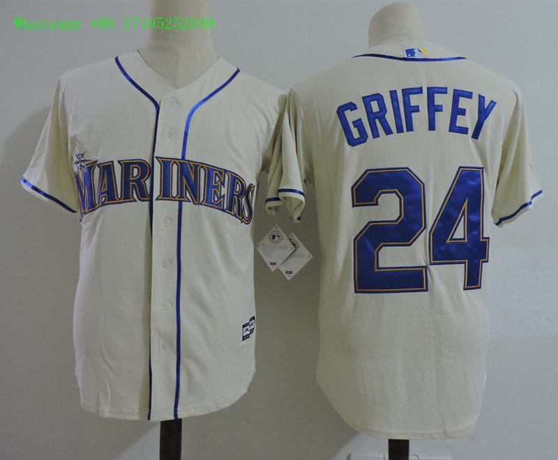 24 Ken Griffey Stitched Baseball Jersey Color while 4