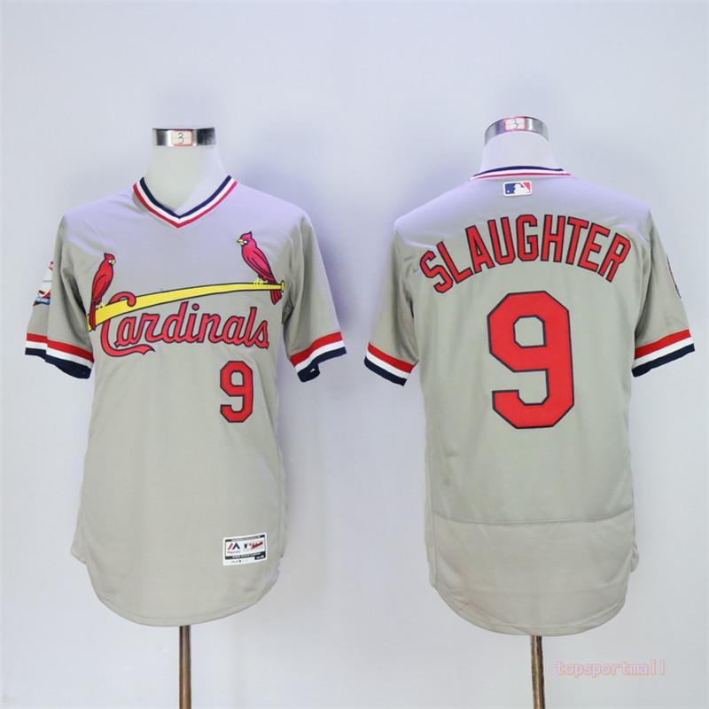 9 Enos Slaughter Stitched Baseball Jersey Color grey 1