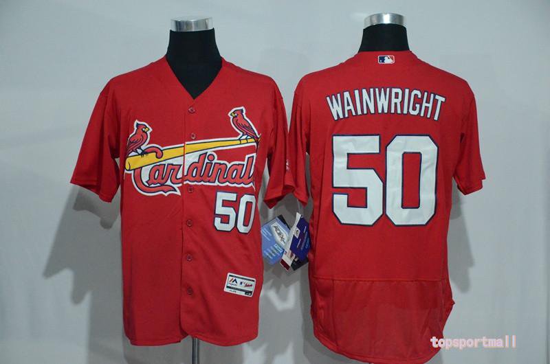 50 Adam Wainwright Stitched Baseball Jersey Color red 1