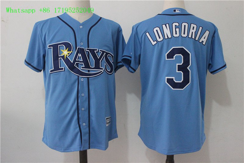 3 Evan Longoria Stitched Baseball Jersey Color blue 1