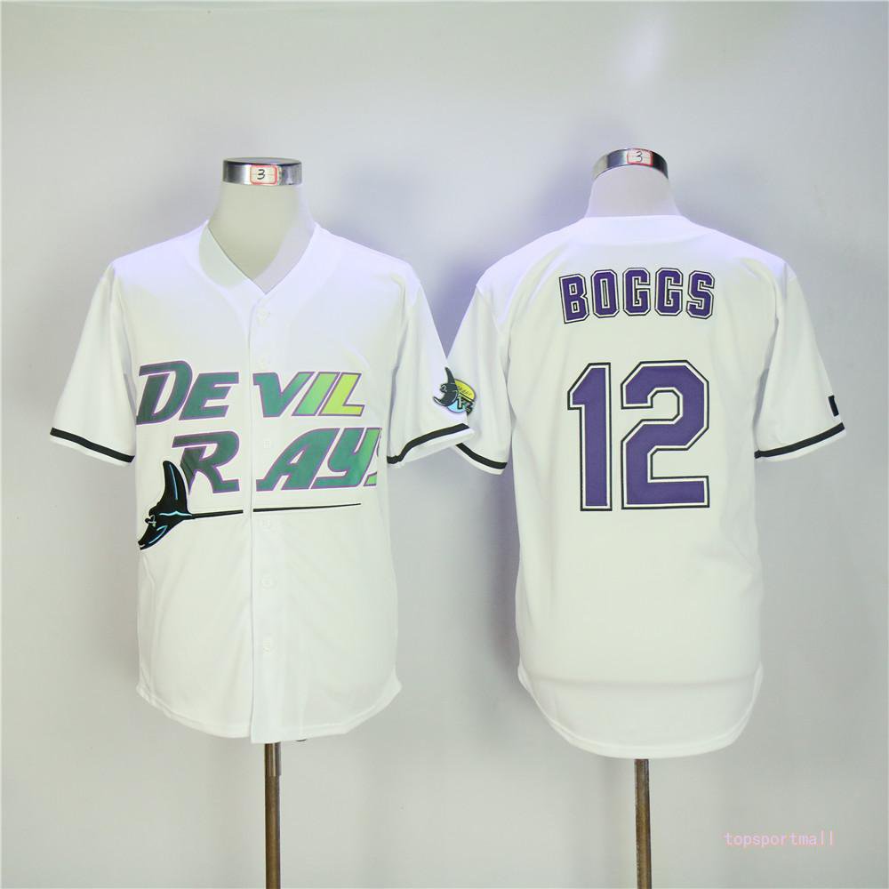 12 Wade Boggs Stitched Baseball Jersey Color while 1