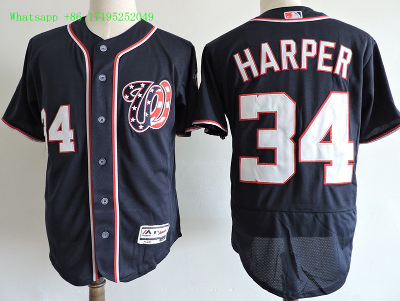 34 Bryce Harper Stitched Baseball Jersey Color blue 1