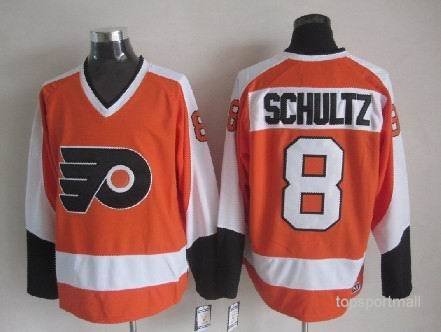 8 Dave Schultz Stitched Hockey Jersey Color orange 1