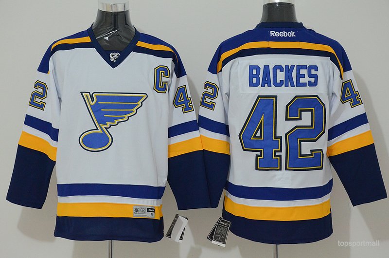 42 David Backes Stitched Hockey Jersey Color while 1