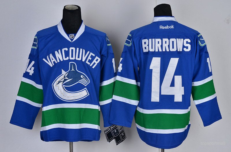 14 Alex Burrows Stitched Hockey Jersey Color blue 1