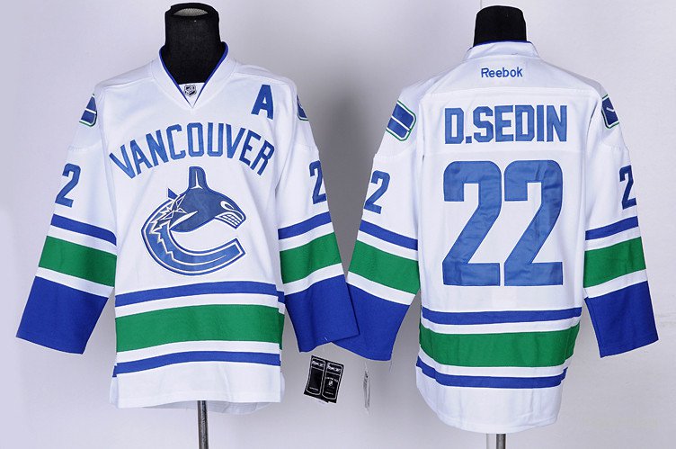 22 Daniel Sedin Stitched Hockey Jersey Color while 1