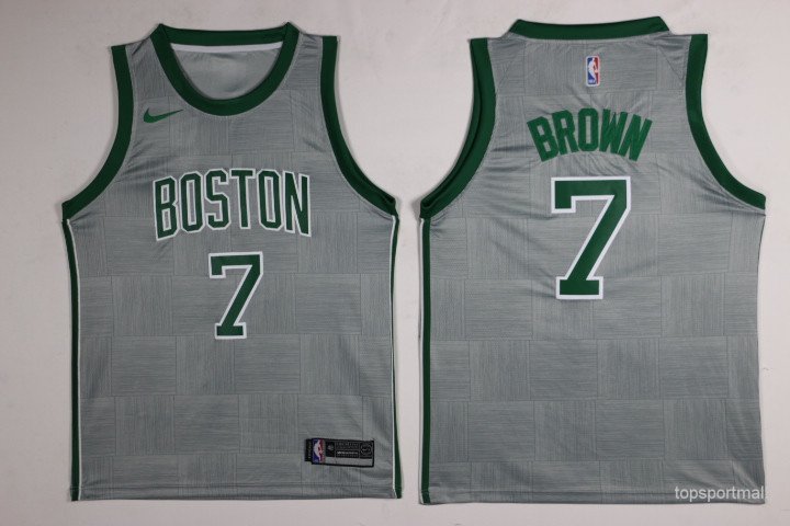 7 Jaylen Brown Stitched Basketball Jersey Color grey 1