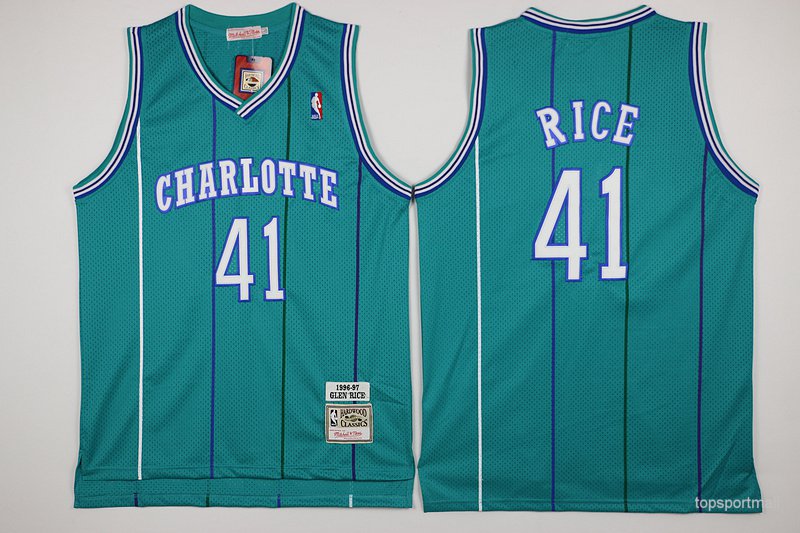 41 Glen Rice Stitched Basketball Jersey Color green 1