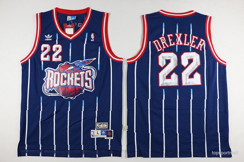 &Acirc;&nbsp;22 Clyde Drexler Stitched Basketball Jersey Color blue 1