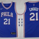 21 Joel Embiid Beige Stitched Basketball Jersey Color blue 1