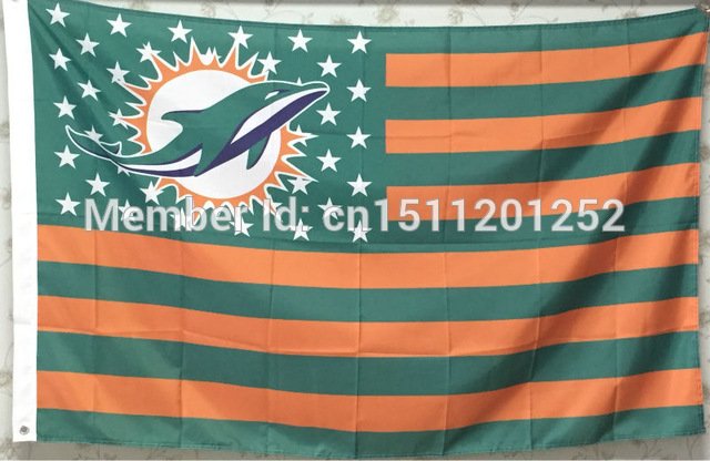 Miami Dolphins with modified US Orange Flag Banner Flying Flag 3ft x 5ft