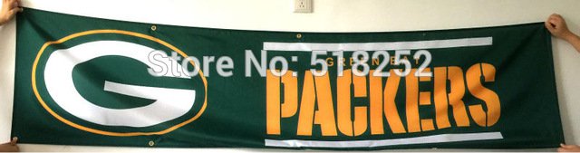 Green Bay Packers Banner 2x8FT 60x240CM Flag 100D Polyester grommets