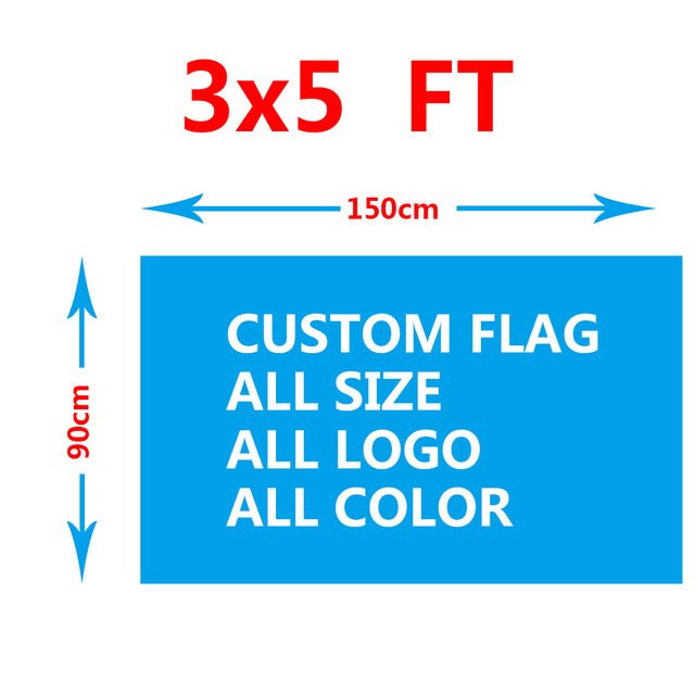 Custom flag 150X90cm (3x5FT) 100D Polyester we design any logo any color
