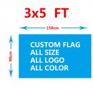 Custom flag 150X90cm (3x5FT) 100D Polyester we design any logo any color