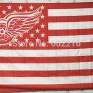Detriot Red Wings with modified US Flag 3ft x 5ft Polyester Banner Flying