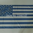 Detroit Lions USA Flag 3'x5' Polyester Banner with Two Metal Grommet
