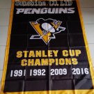 Pittsburgh Penguins 4 Times Stanley Cup Champion Flag hot sell goods 150X90CM