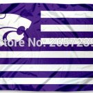 Kansas State Wildcats KSU with Stripes Flag 3x5FT Polyester brass grommets