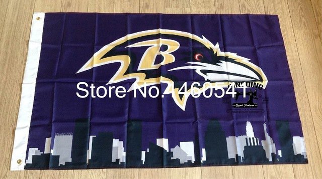 Baltimore Ravens with Baltimore City Skyline Flag 3ft x 5ft