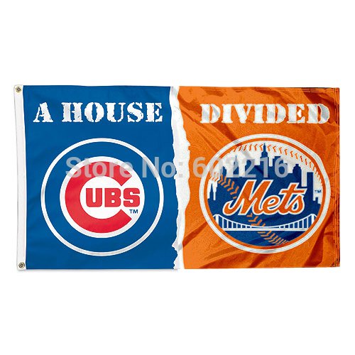 Chicago Cubs vs New York Mets House Divided Flag 3ft x 5ft