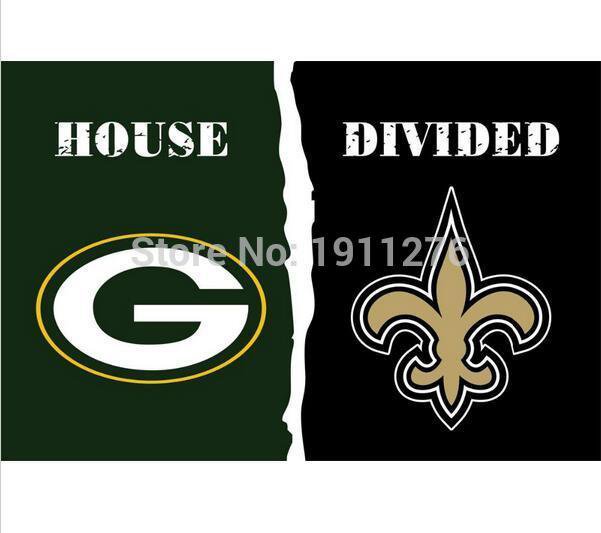 3x5 ft Green Bay Packers VS New Orleans Saints house divided flag 150x90cm