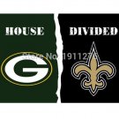 3x5 ft Green Bay Packers VS New Orleans Saints house divided flag 150x90cm
