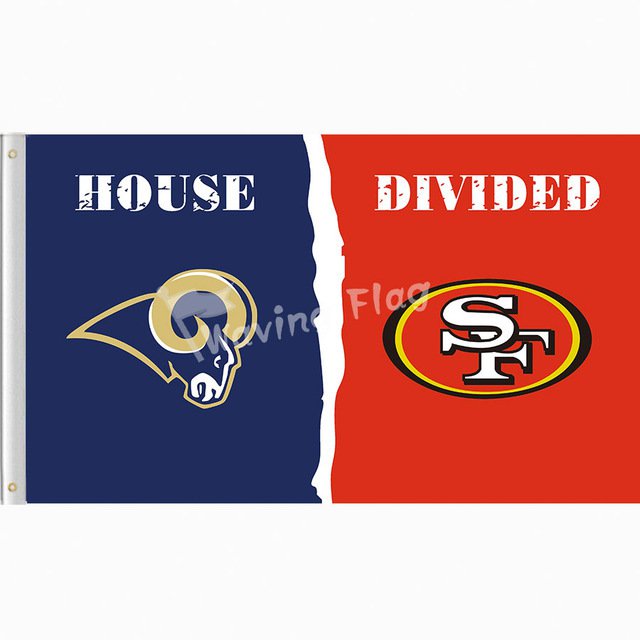 Los Angeles Rams vs san francisco 49ers House Divided Rivalry Flag
