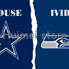 Dallas Cowboys VS Seattle Seahawks House Divided Team Outdoor Indoor Flag 3X5 ft