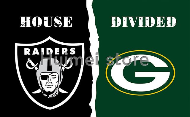 Oakland Raiders vs Green Bay Packers flag House Divided Rivalry Flag 90x150cm