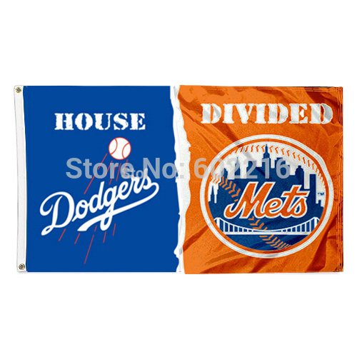 Los Angeles Dodgers vs New York Mets House Divided Flag 3ft x 5ft