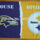Baltimore Ravens Pittsburgh Steelers House Divided Flag 3x5FT