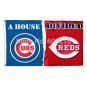 Chicago Cubs vs Cincinnati Reds House Divided Team Flag 3FTX 5FT