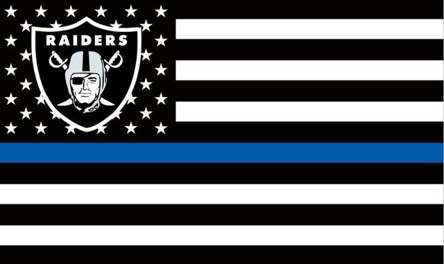3x5ft Polyester Raiders Thin Blue Line Custom Flag with USA Fla