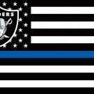 3x5ft Polyester Raiders Thin Blue Line Custom Flag with USA Fla