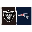 Oakland Raiders Flag Vs New England Patriots Banner Flag Divided 3X5 ft