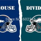 Denver Broncos Philadelphia Eagles helmets House Divided Flag Banner 3ft x 5ft