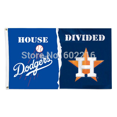 Los Angeles Dodgers vs Houston Astros House Divided Flag 3FTX 5FT