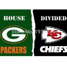 3x5 ft Green Bay Packers VS Kansas City Chiefs house divided flag 150x90cm