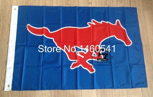 Southern Methodist Mustangs Flag 3ft x 5ft Polyester  Banner SMU Mustangs Flying