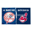 New York Yankees vs Cleveland Indians House Divided Flag 3FTX 5FT