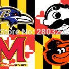 Baltimore Ravens Baltimore Orioles Maryland Basketball Natty Flag 3X5FT