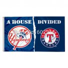 New York Yankees vs Texas Rangers House Divided Flag 3FTX 5FT